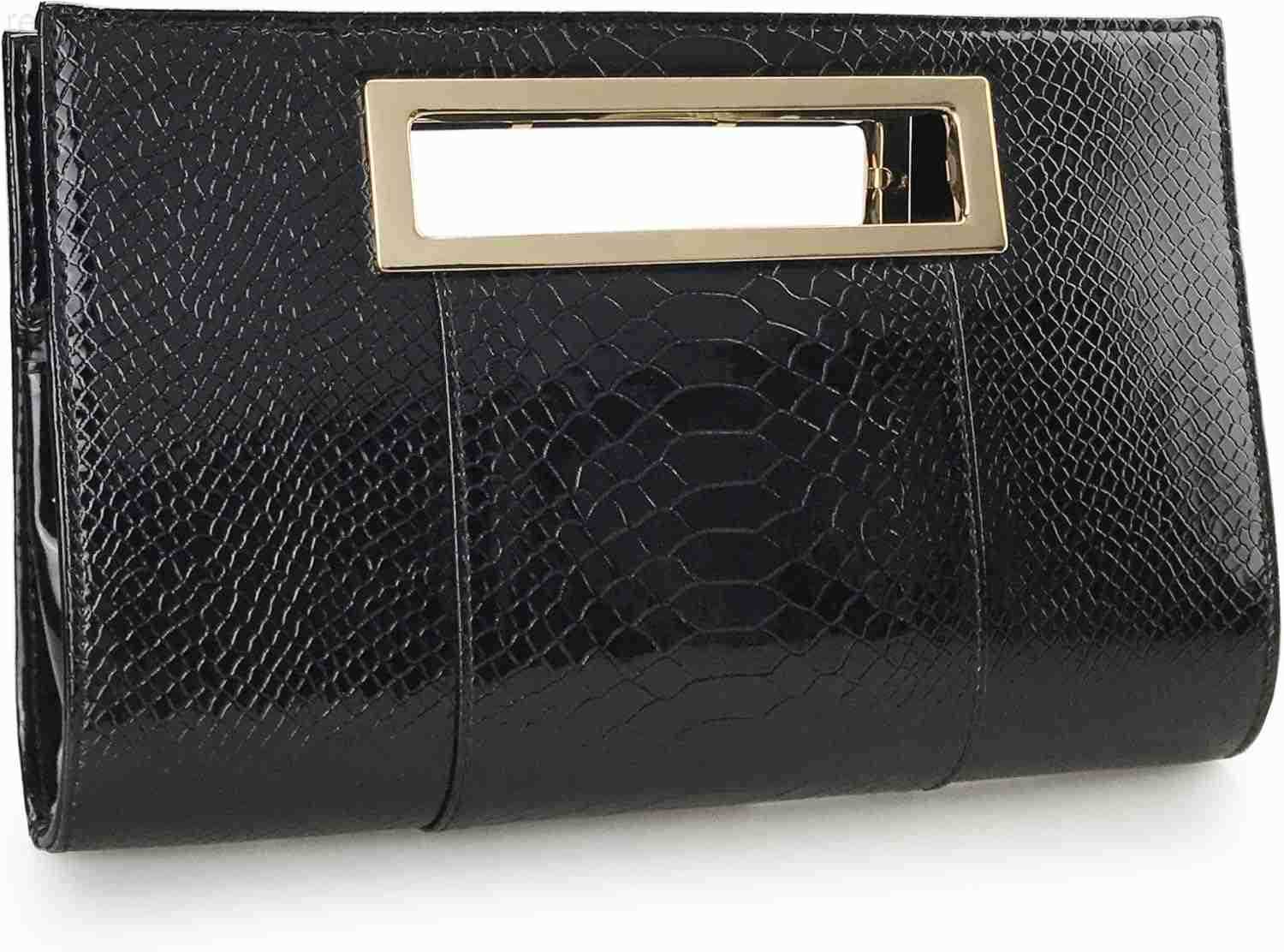 Classic Crocodile Pattern Faux Leather Metal Grip Cut it out Clutch with Shoulder Strap Womens HandbagW250903