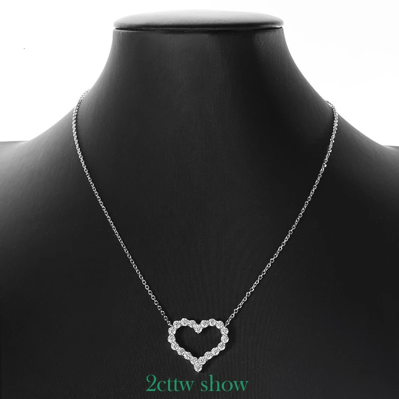 Smyoue 2CT Pass Tested Heart Necklace for Women S925 Silver Plated Platinum Simulated Diamonds Pendant Birthday Gift 250902
