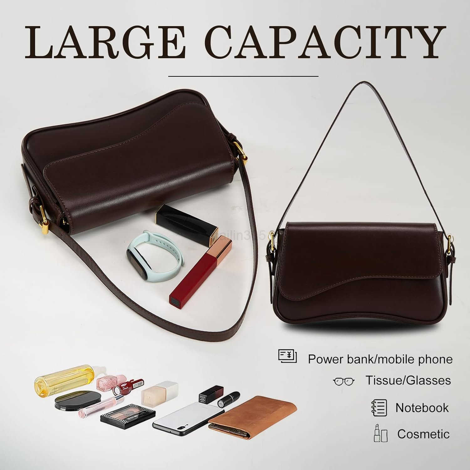 Shoulder Bag for Women Trendy Purse PU Leather Hobo Handbags Clutch Saddle Bag with 2 Removable Stra M250903