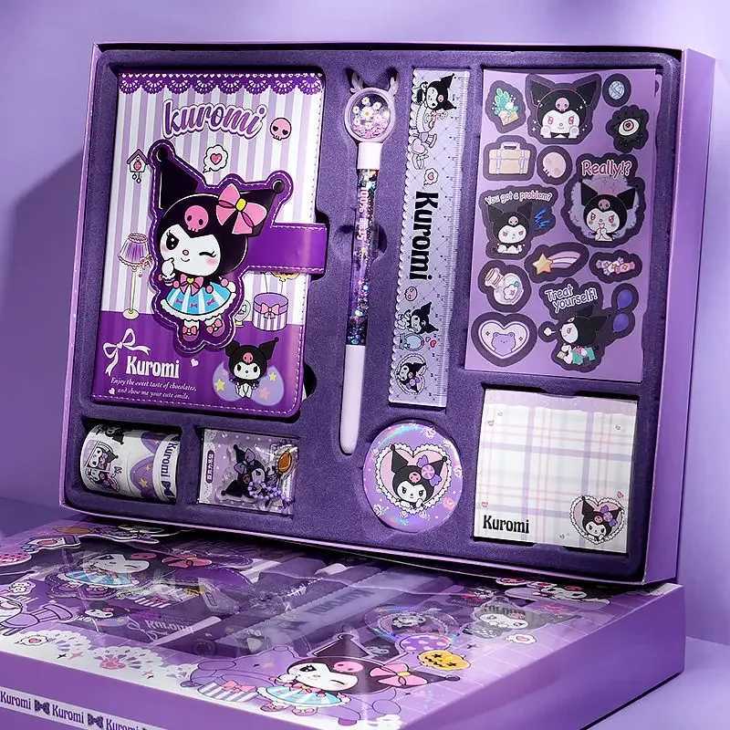 Sanrio MINISO Hello Kitty Cinnamoroll Anime Kawaii MINISO Notebook Ledger Set Cute My Melody Children Notepad Stationery Gifts for Kids L250903