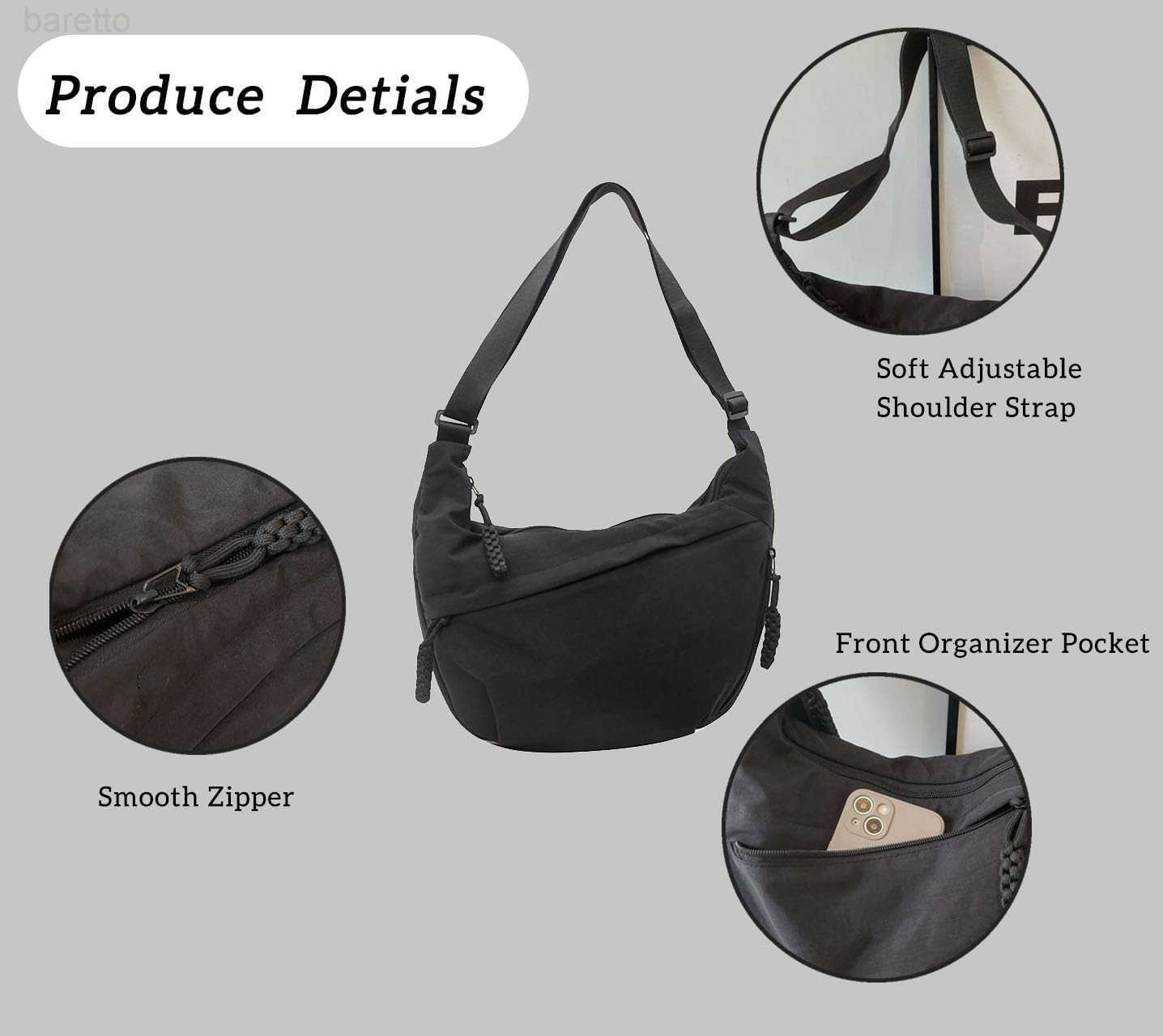 Crescent Crossbody Shoulder Bag For Women Hobo Bag MultiPocket Nylon Backpack Travel Shopping Dumpling Bag M250903