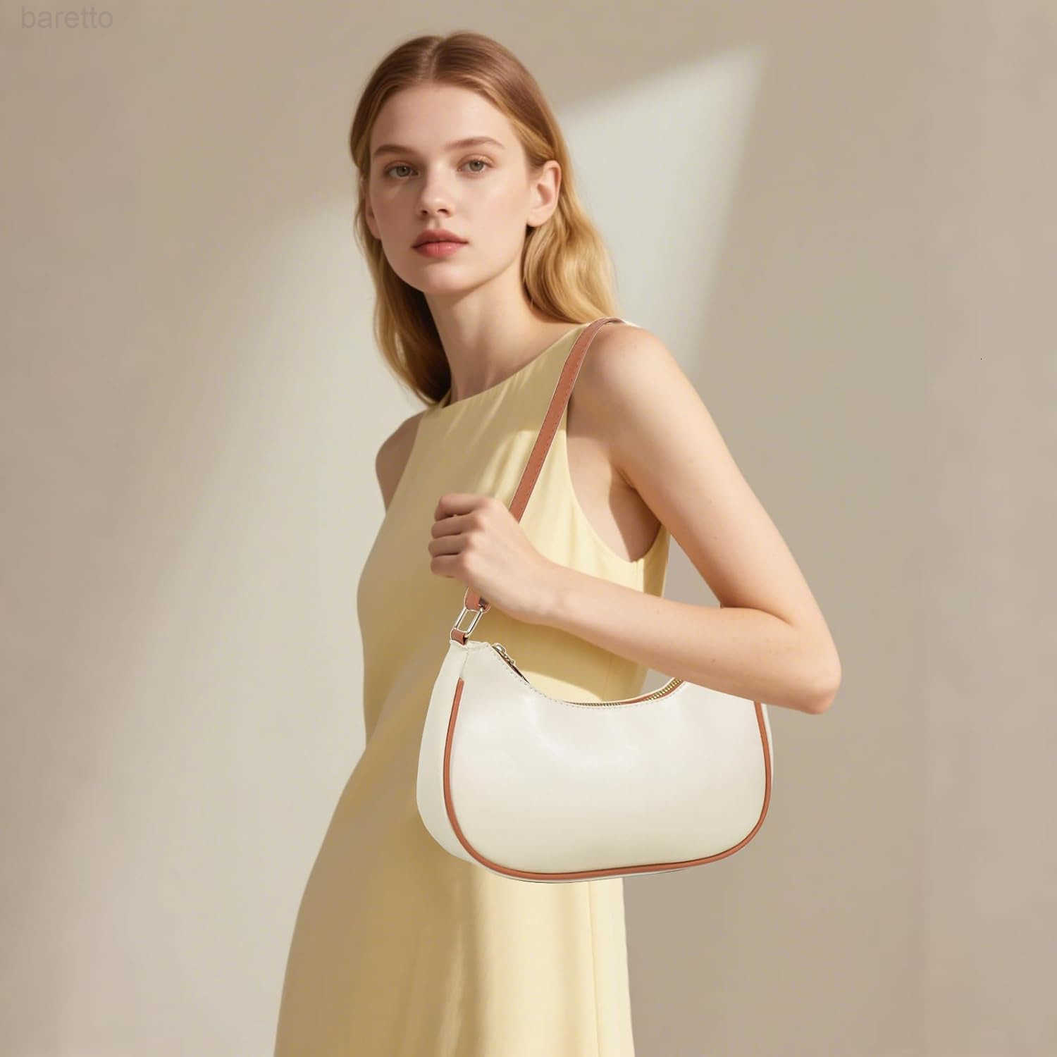 Shoulder Bag for Women Cute Hobo Tote Handbag Crescent Bag PU Leather Underarm Clutch Purse with Zipper Closure M250903