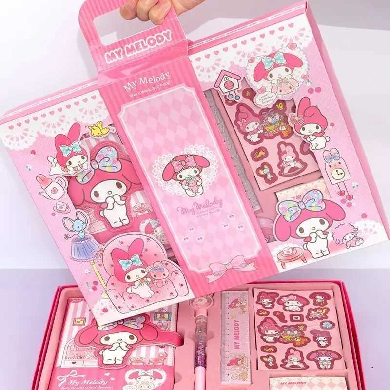 Sanrio MINISO Hello Kitty Cinnamoroll Anime Kawaii MINISO Notebook Ledger Set Cute My Melody Children Notepad Stationery Gifts for Kids L250903
