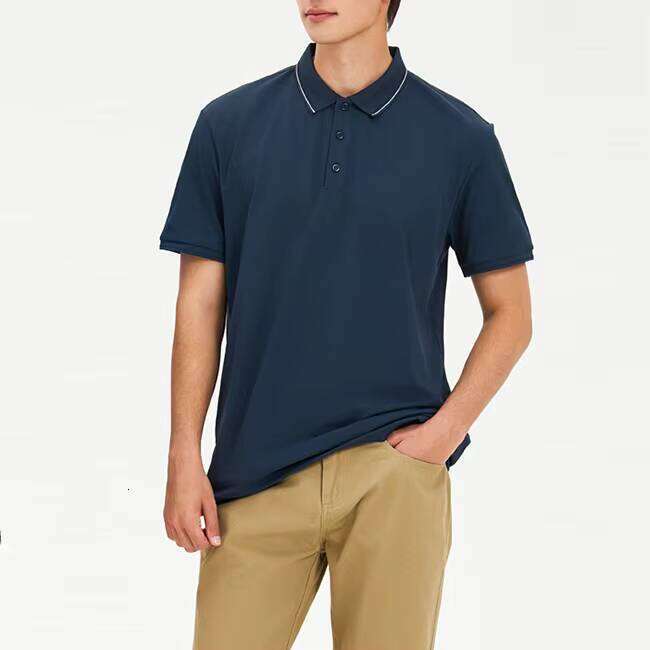 Men's Comfortable Short Sleeve Golf Shirt Eco-Friendly Recycled Fiber Antibacterial Turn-Down Collar Solid Color