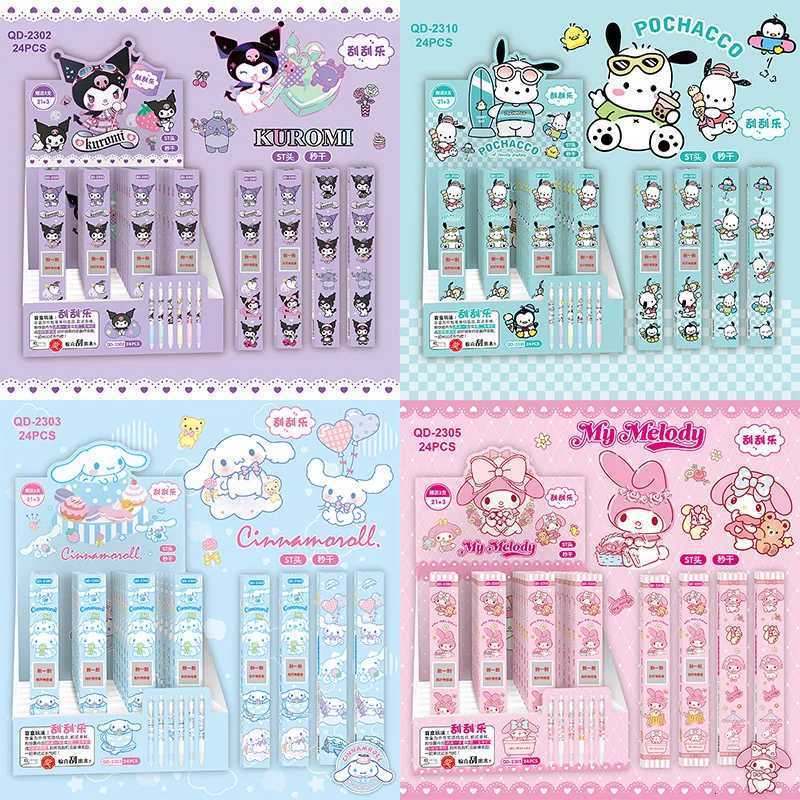 Sanrio 24pcsBox Kuromi Hello Kitty Gel Pen Cinamonroll Student Writing Office Neutral Pen ball pen Stationery School Supplies L250903