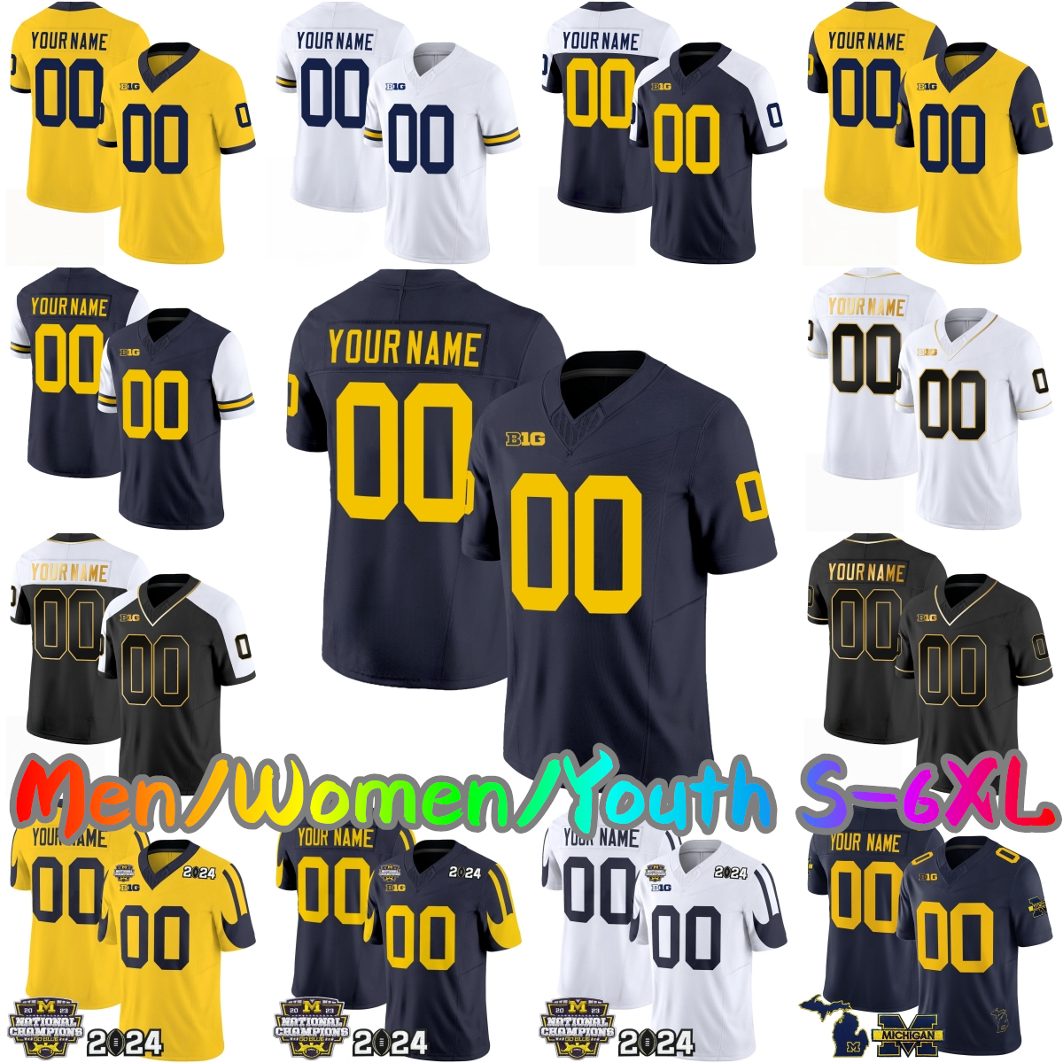 2025 Custom S-6XL College Football Jersey 19 Bryce Underwood 1 Donaven McCulley 22 Justice Haynes 15 Ernest Hausmann TJ Guy Marlin Klein Semaj Morgan Stitched Jerseys