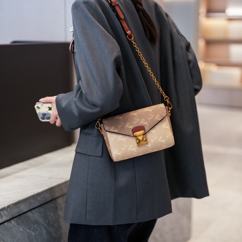 High-value small bag for women 2025 autumn and winter new style printed fashion small square bag chain bag printed shoulder messenger bag