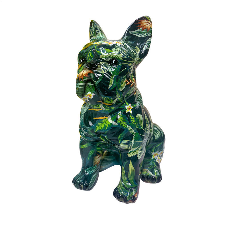 Decorative Objects Figurines Painted Colorfu Bulldog Sculpture Ornaments Desk Decoration Wine Cabinet Office Decor Nodic Home Decor Decorative Figurin