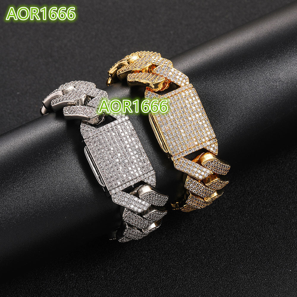 Factory price custom 20mm Miami Cuban chain 925 silver diamond hip hop bracelet fashion 925 silver