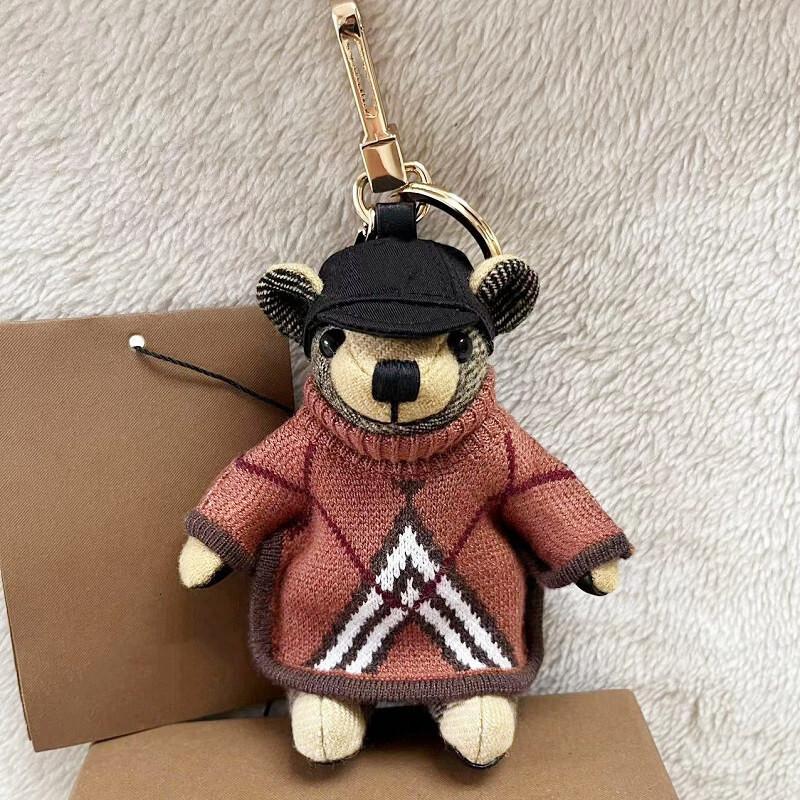 New Cashmere Plaid Handmade Teddy Basic Windbreaker Bear Car Hanging Decoration Keychain Bag Pendant d32