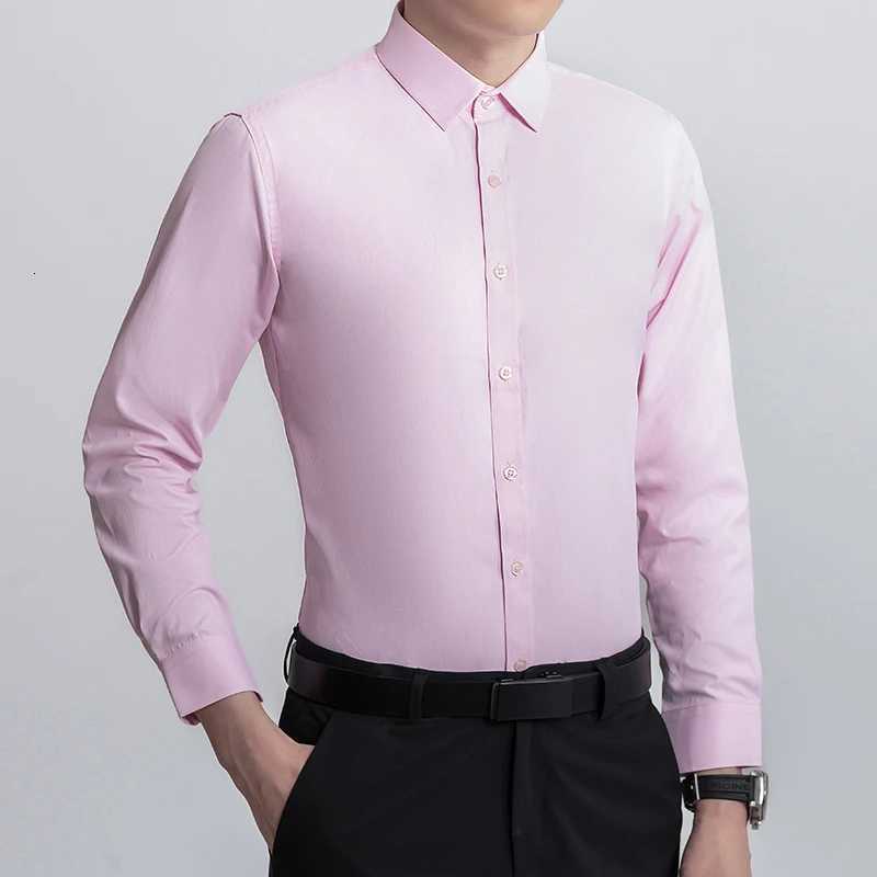 New Plus Size Men Solid Color Business Shirt Fashion Classic Basic Casual Slim White Long Sleeve Shirt Brand Clothes X250903