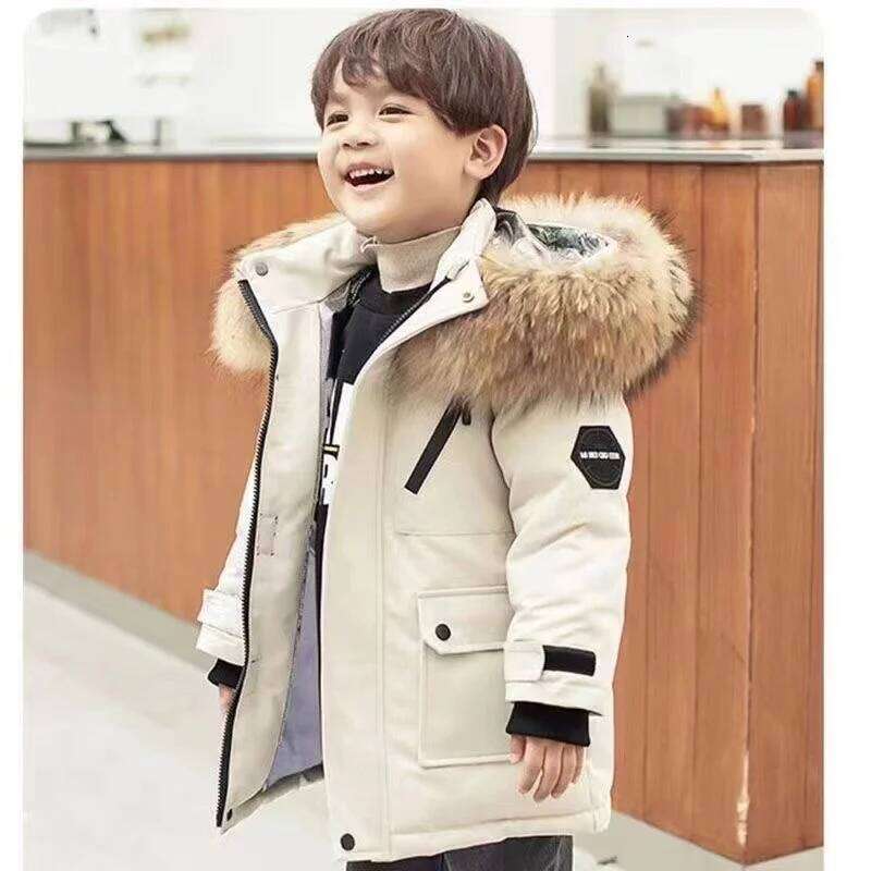 Winter Kids Jacket Children Thick Plus Veet Warm Parkas Coat Boys Girls Fur Collar Hooded Cotton Clothes Outerwear Cotton jacket