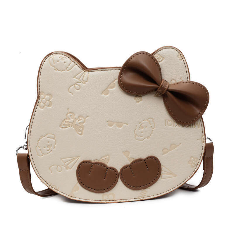 DHpet_wholesale Women's Cat Embossed Bow Bag - Cute Circle Crossbody Purse for Girls, Sweet Shoulder Bag with Zip Closure for Daily Use