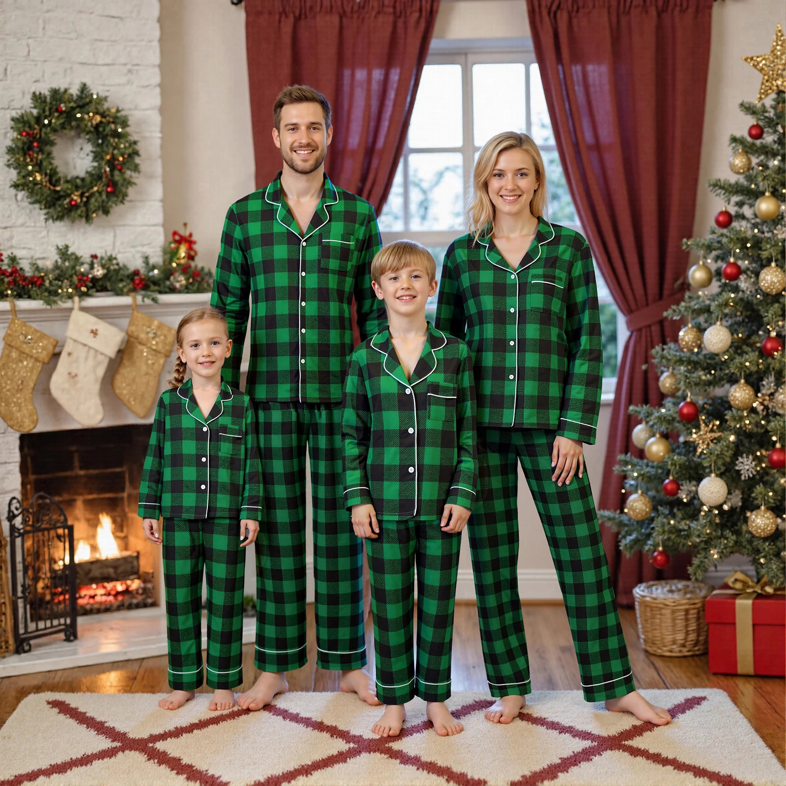Family Matching Clothes Christmas Pajamas Mother Kids Plaid Pyjamas Set Look Sleepwear Mother And Daughter Father Son Outfits 250902