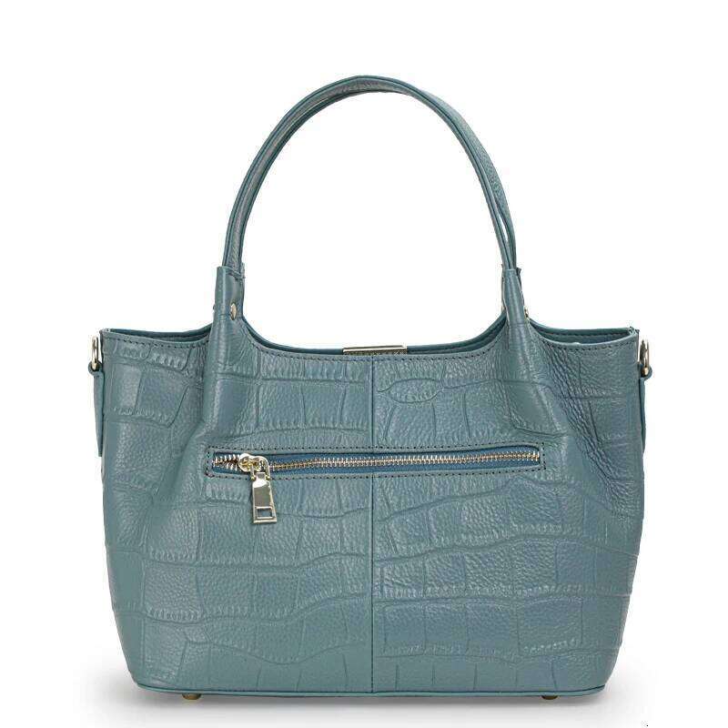 Made Of High-Quality Cowhide, Aidrani's New Women's Handbag Features Crocodile Pattern, Comes In Solid Color, And Has A Larg