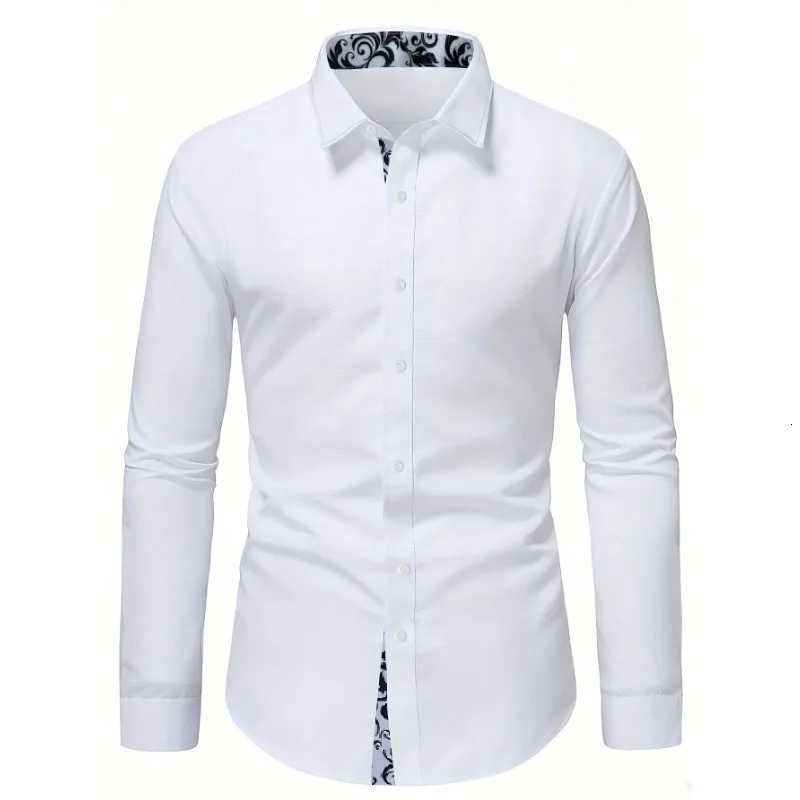 2025 New Men White Shirt Fashion Brand Long Sleeve Casual Elastic Streetwear Male Four Season Shirts X250903