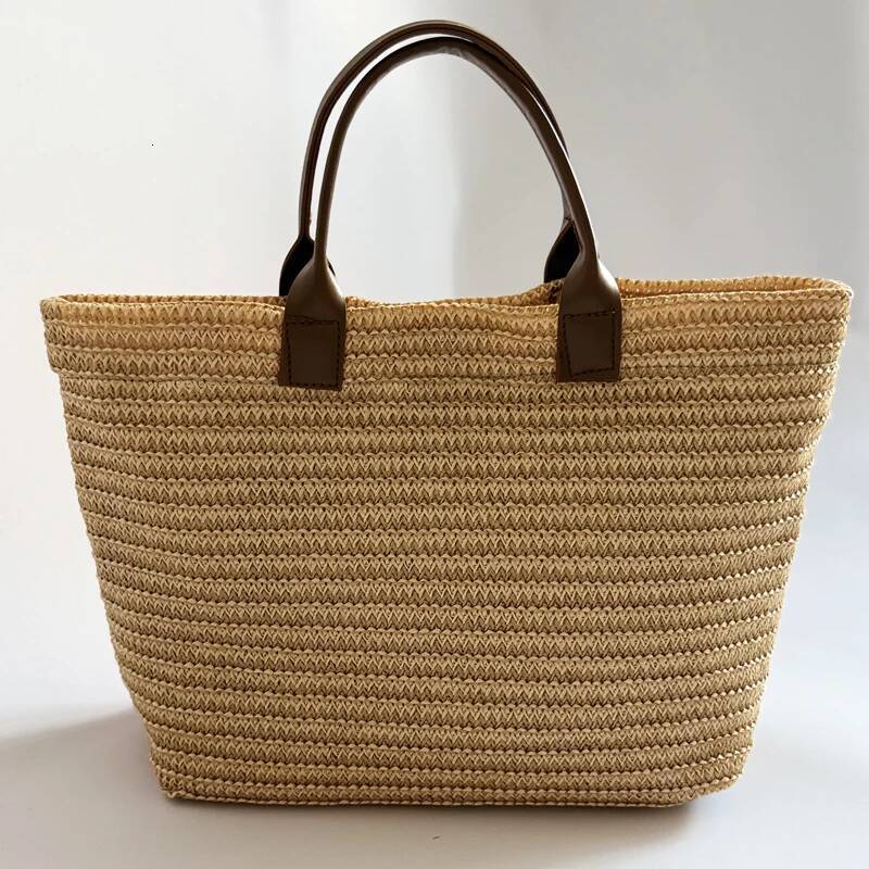 Luxury Handbag Handheld Large Capacity Commuting Letter Embroidered Women's Fashionable Casual Grass Woven Tote Bag, Handbag Handbag