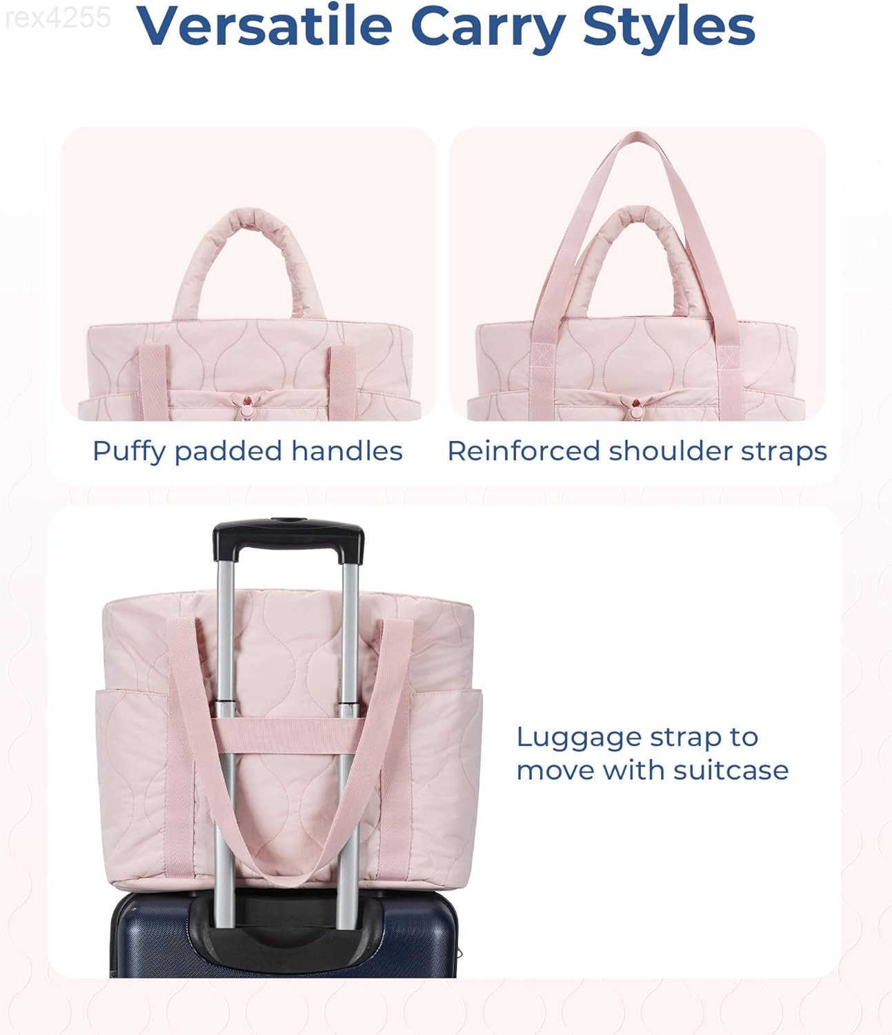 Tote Bag for Women Quilted Travel Top Handle Lightweight Shoulder Handbags with ZipperW250903