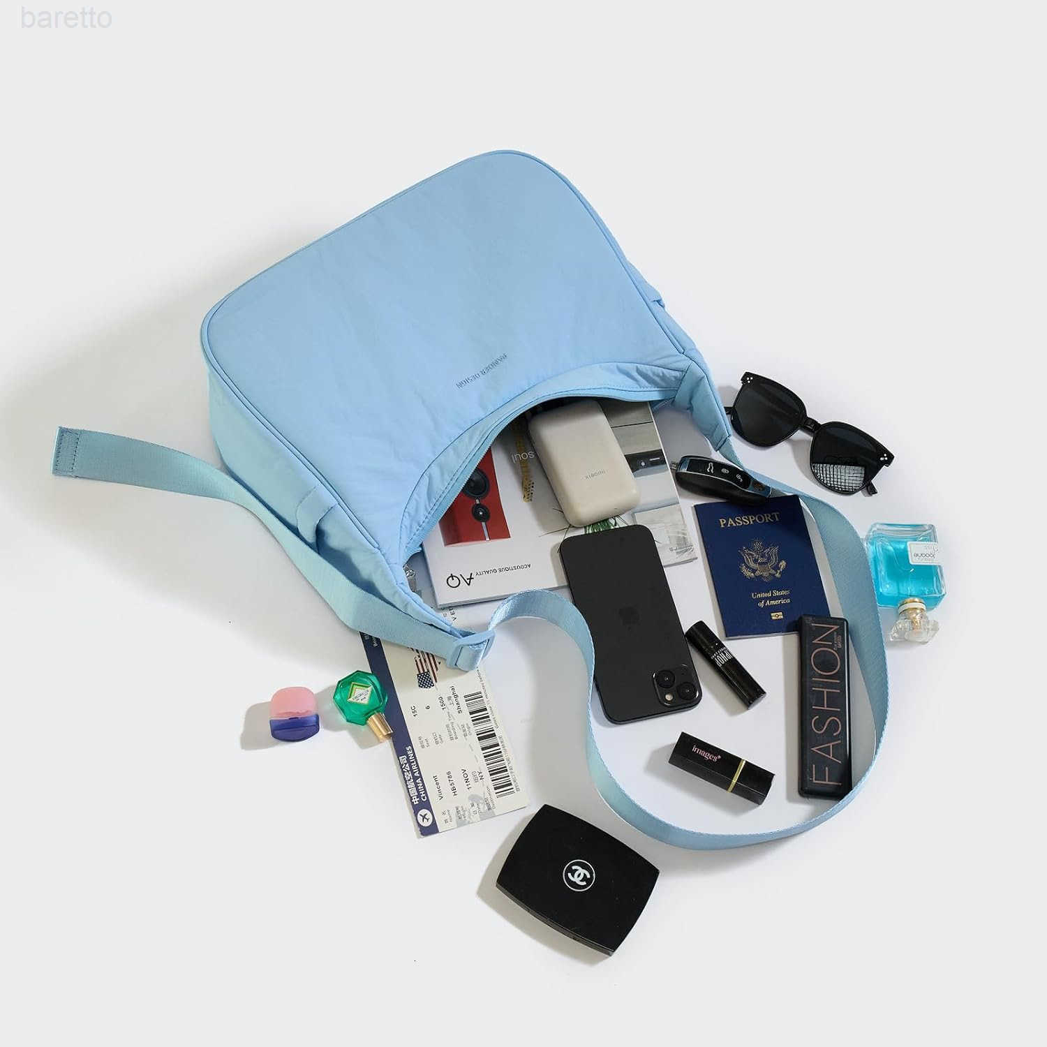 Nylon Crescent Shoulder Bag Medium Sling Crossbody with Adjustable Strap M250904