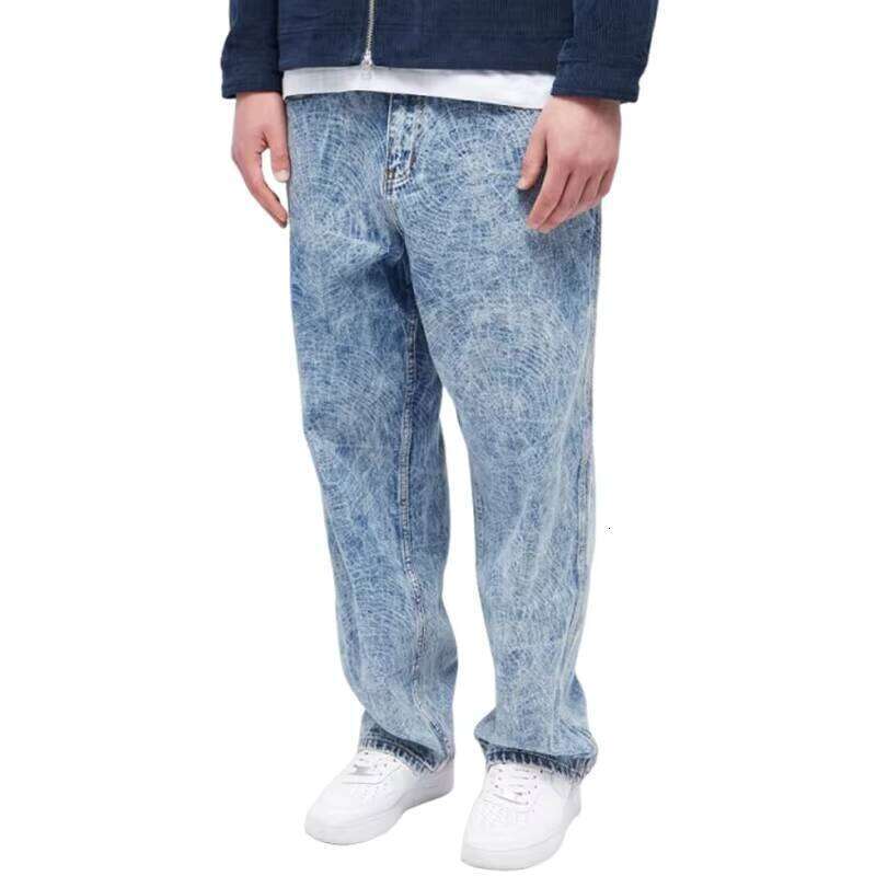 Men's Fashion Jeans Straight-Leg Denim Pants Laser Spider Engraving Winter Clothing Manufacturer