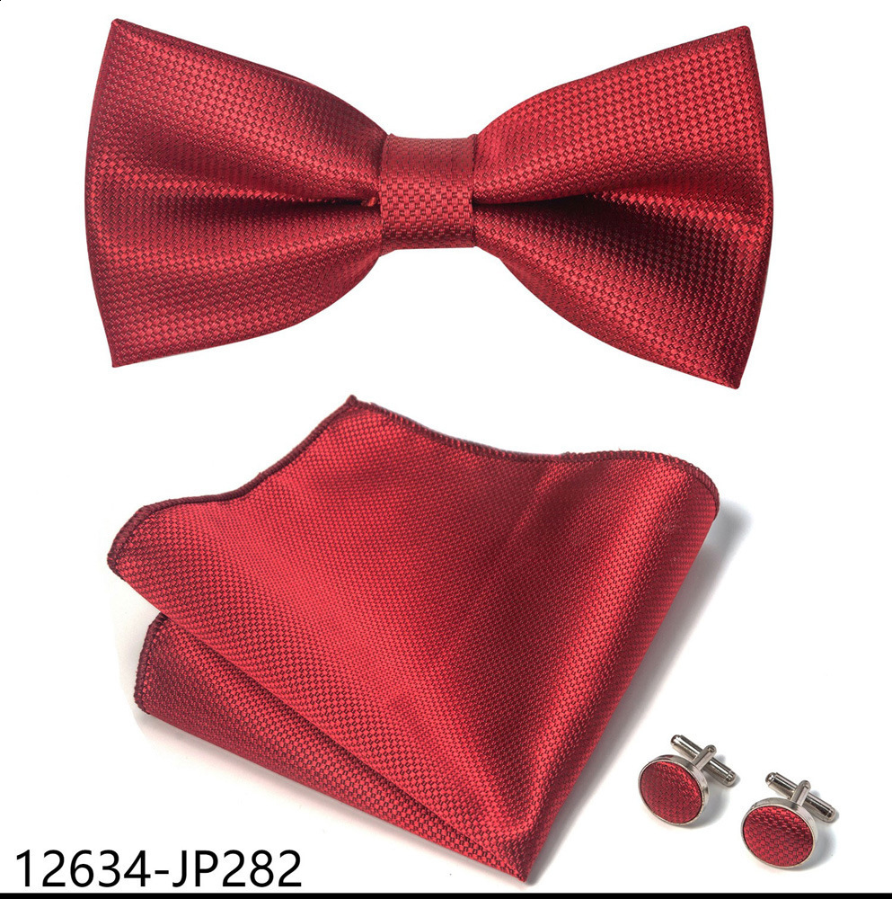 Hi-Tie Classic Black Bow Ties for Men 100% Silk Pre-Tied Bow Tie Pocket SqUAre Cufflinks Suit Set Floral Gold Bowties 220506