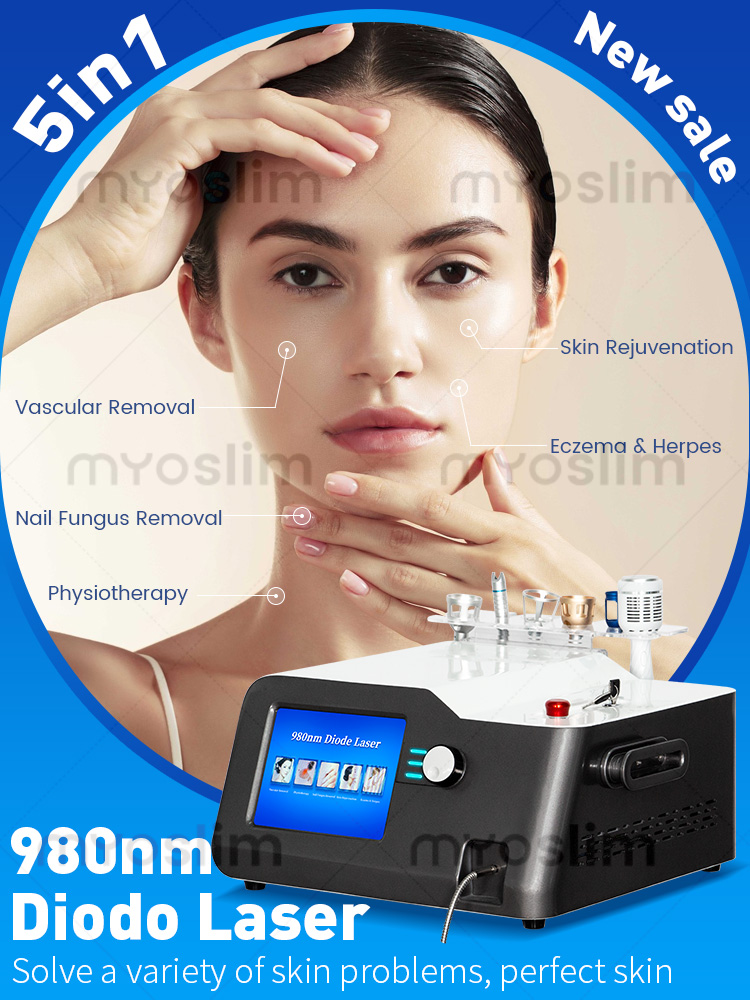 30 W 5in 1 Capillary Removal Machine Professional 980nm Diode Laser Blood Vessel Removal Pink Spider Vein Removal Salon