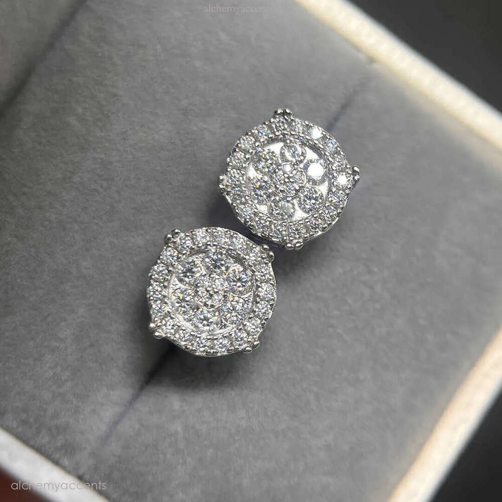 Designer Wholesale Price Popular Hot Sale Iced Out Jewelry Sterg Sier Jewellery Moissanite VVS Screw Back Stud Earrings