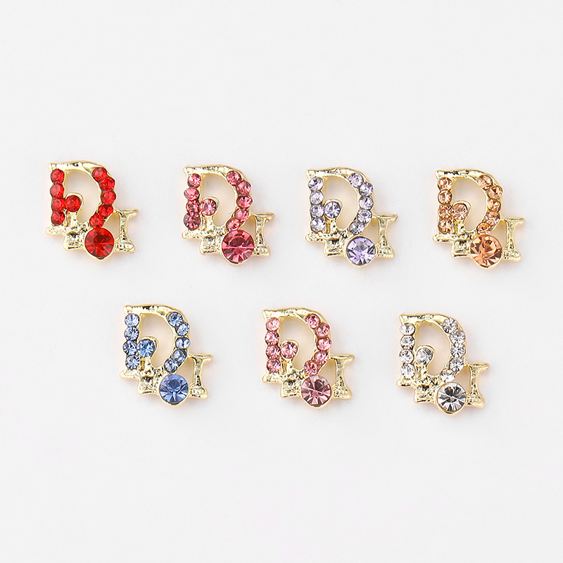 Handcrafted Nail Stickers European American INS-Style 3D Sparkly Rhinestone Letter Nail Art Accessories for DIY, INS Bestseller