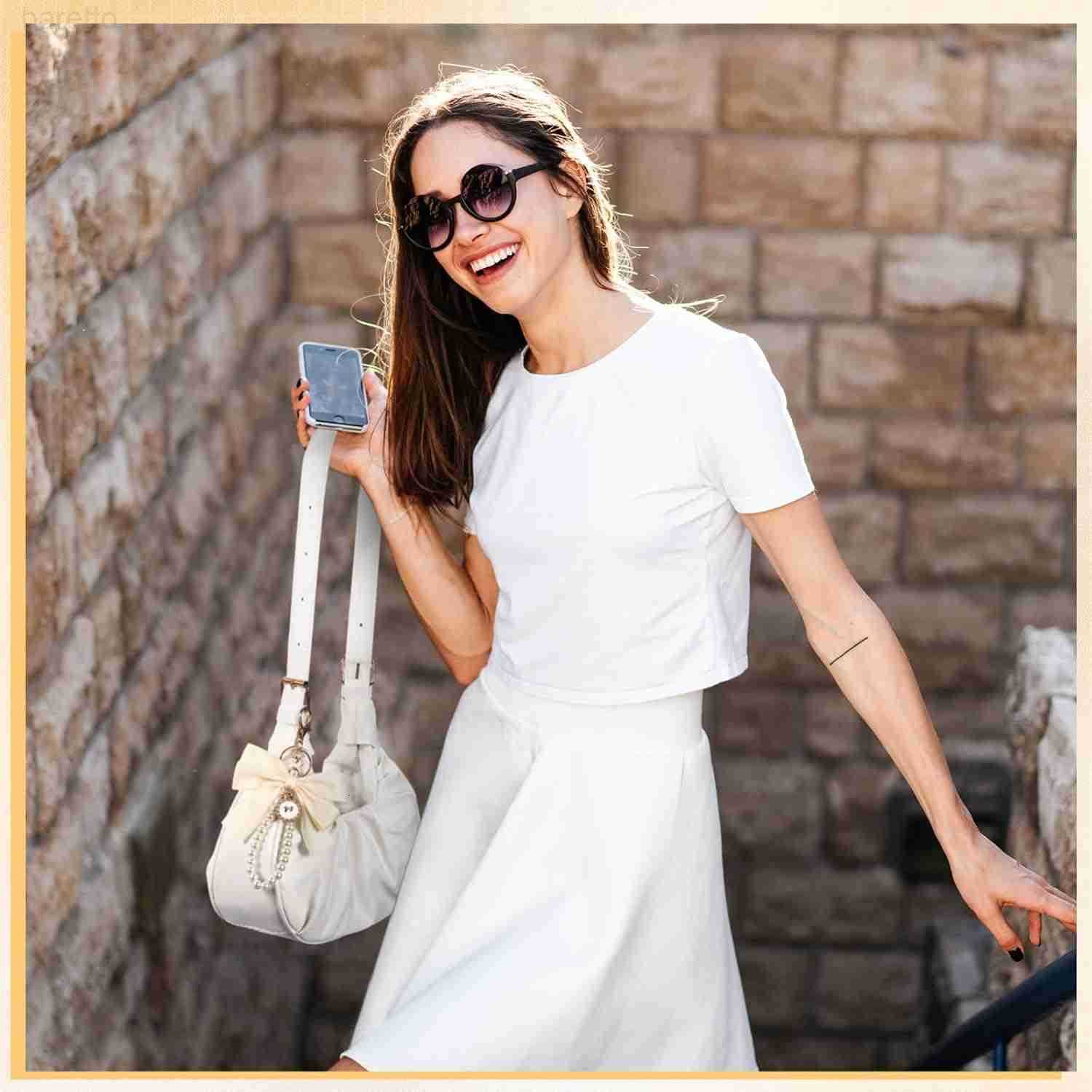 Coquette Ruched Shoulder Bag for Women Cute Leather Clutch Cloud Purse with Bow Charm Crescent Handbag Tote Bag Girl M250903