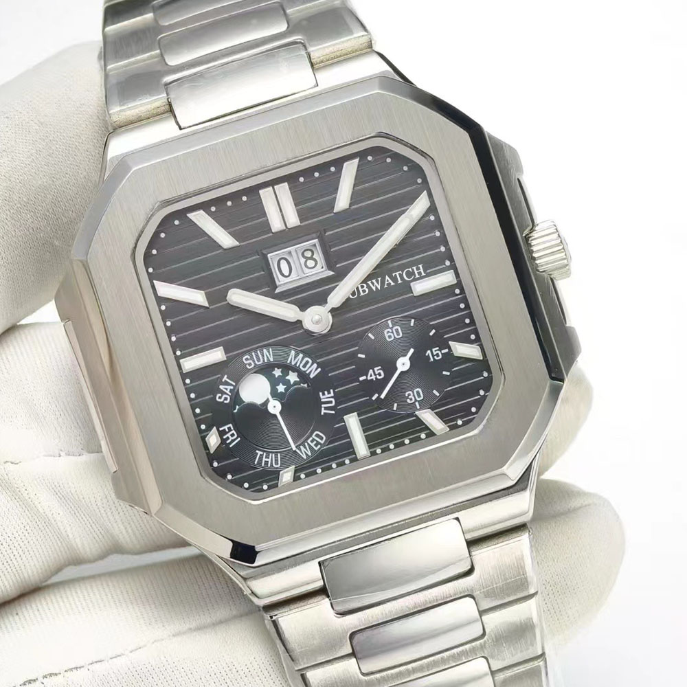 Hardlex Glass Automatic Movement Mens Watches 40MM Various Color Square Dial Unique and Personalized Design Wristwatches