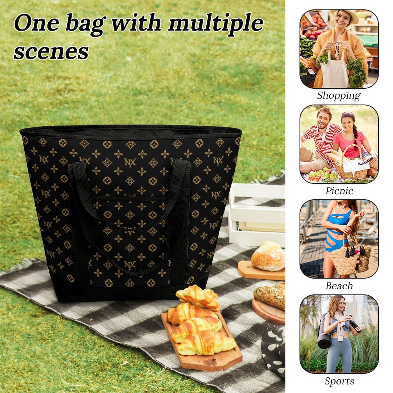NXY Evening Bags Designer Tote Bags for Women Handbags Capacity Shopping Bags Travel Crossbody Shoulder Purses Large capacity insulated shopping bag X
