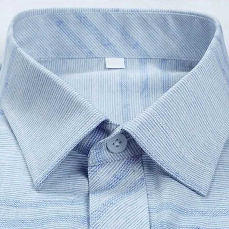 Print Summer New Mens ShortSleeved White Social Dress Shirts Classic Plaid Stripes Cotton Slim Business Casual Male TShirt X250903