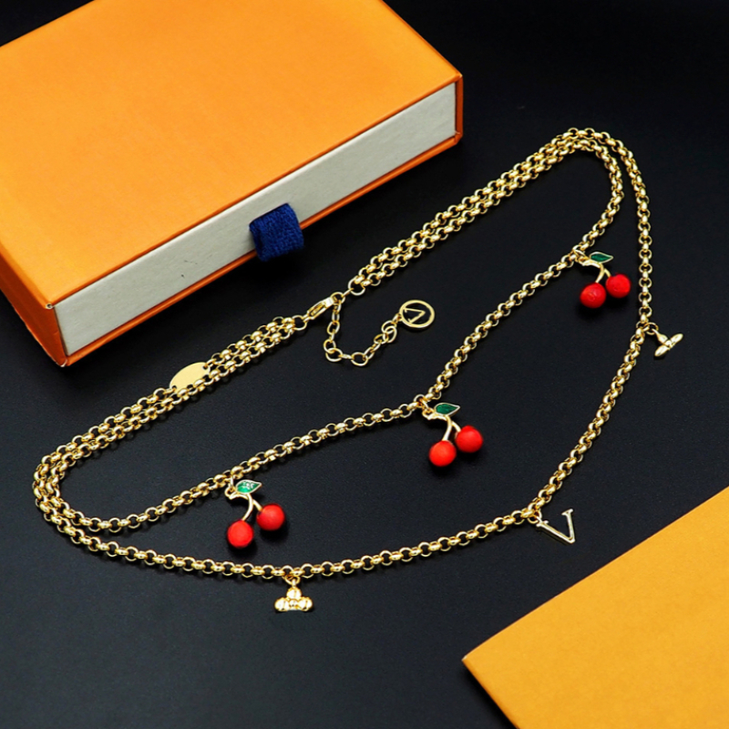 Designer Cherry Collection Necklace Retro Millennium Style Necklace Cherry Pendant Luxury Jewelry Gift for Collection