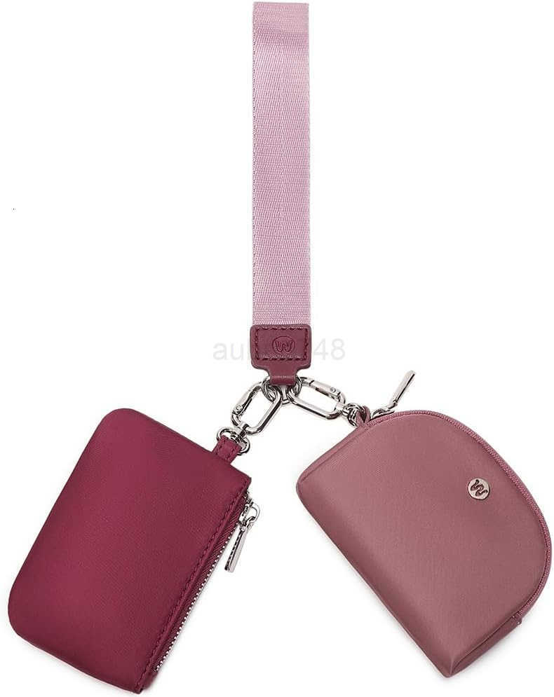 Mini Zip Around Wristlet Wallet for Women Detachable Dual Pouch Wristlet Portable Coin Pocket Keychain Small Purse BlackBlack M250903