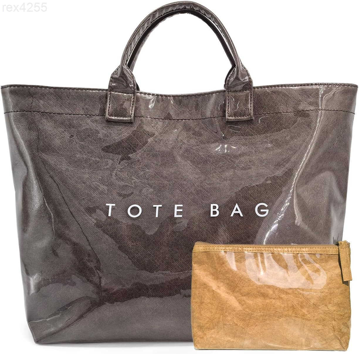 PVC Tote Bag for Women Kraft Paper Letter Print Tote Bag Large Hobo Handbags with Top HandleW250903