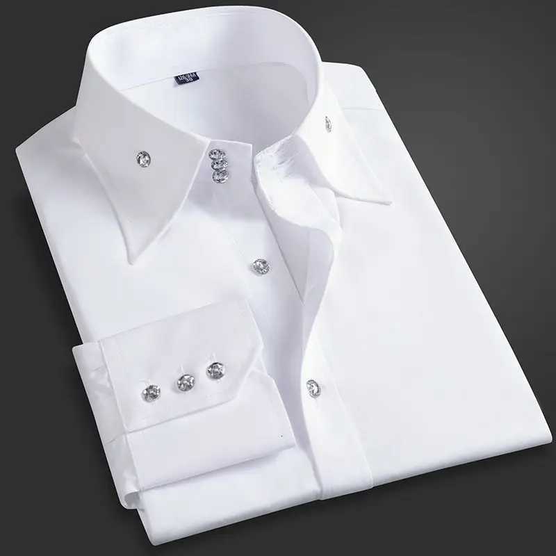 Spring Autumn Mens Executive Shirt Korean Fit Permanent Press Formal Office Wear Breathable Thin Long Sleeve Business Casual X250903