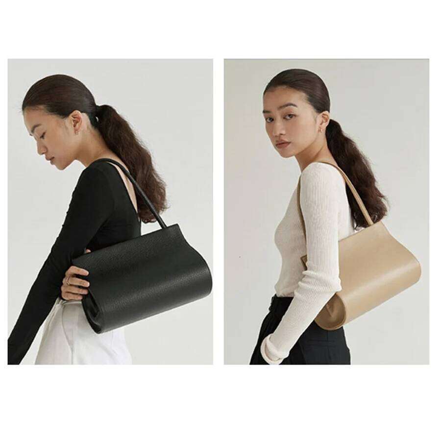 French Oval Design Women's Summer Vintage Lychee Pattern Pu Leather Handbag Black Shoulder Underarm Multilayer Totes Bag