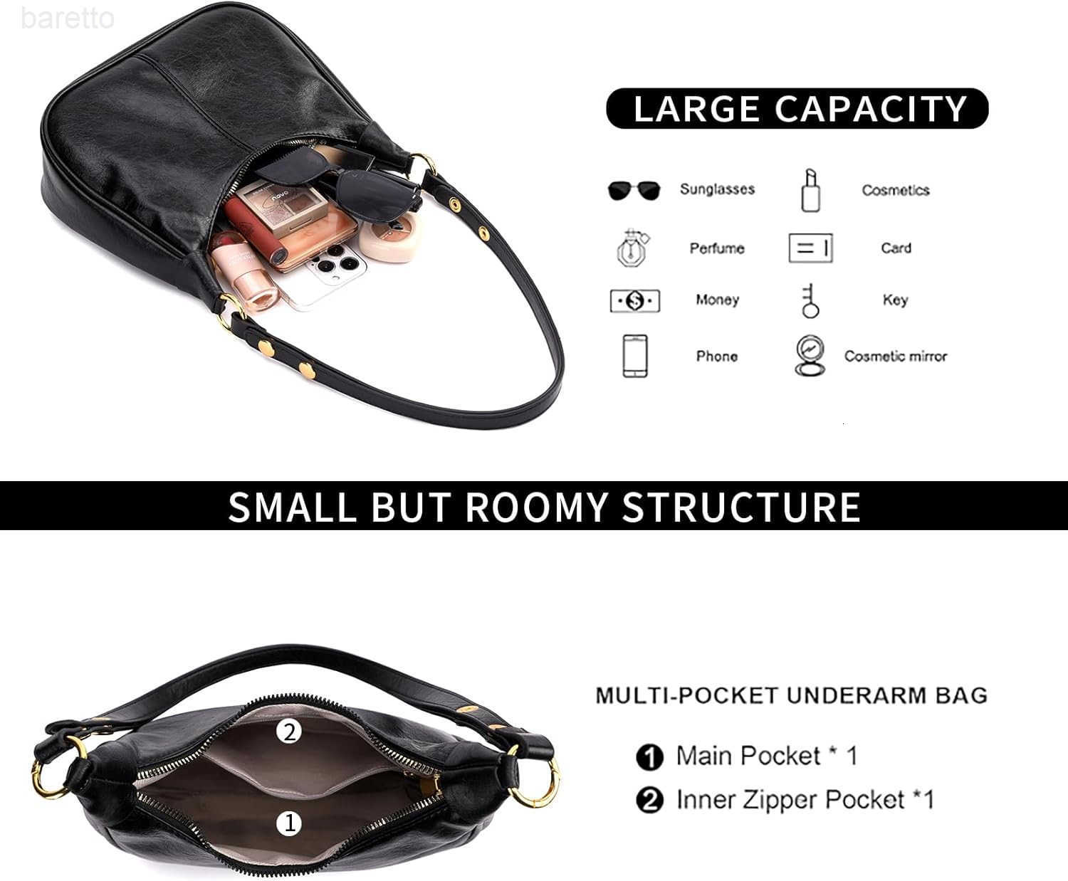 Small Hobo Bag Retro Crescent Shoulder Purse Women Soft Crossbody Handbag M250903