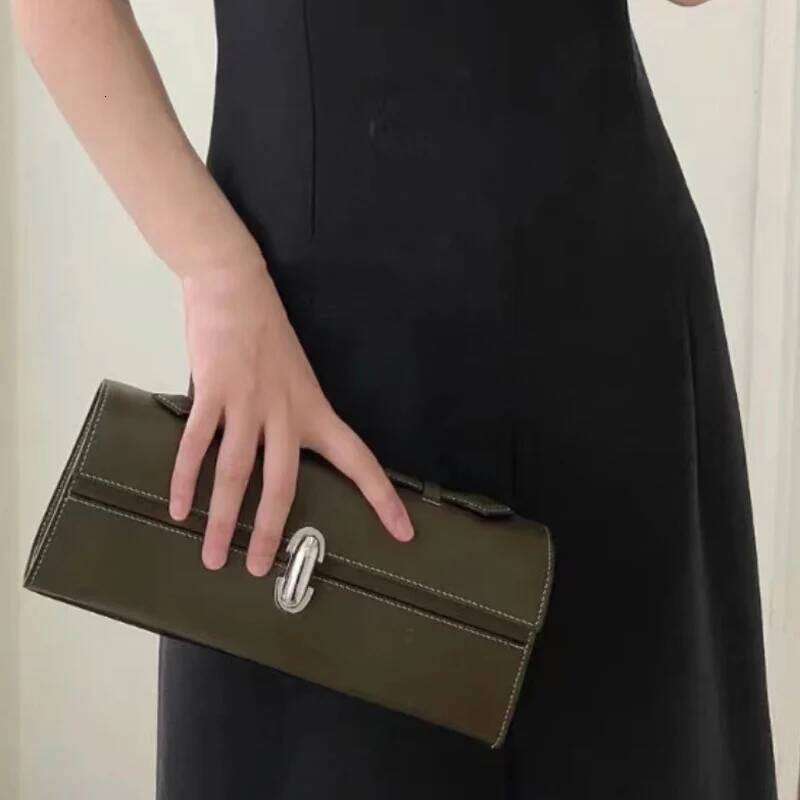 Niche Design Genuine Leather Women's Handbag, Casual Small Square Bag Rectangular Bag, Retro Light Long Handbag