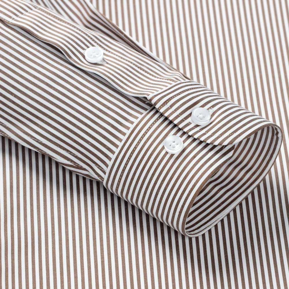 Slight Stretch Mens Color Matching Striped Dress Shirt Formal Breathable Button Down Long Sleeve Shirt For Business Activities X250903