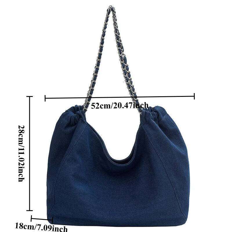 Denim Female Large-Capacity 2025 New Spring And Summer Hundreds Of Hobo Chain Shoulder Bag Senior Sense Tote Bags
