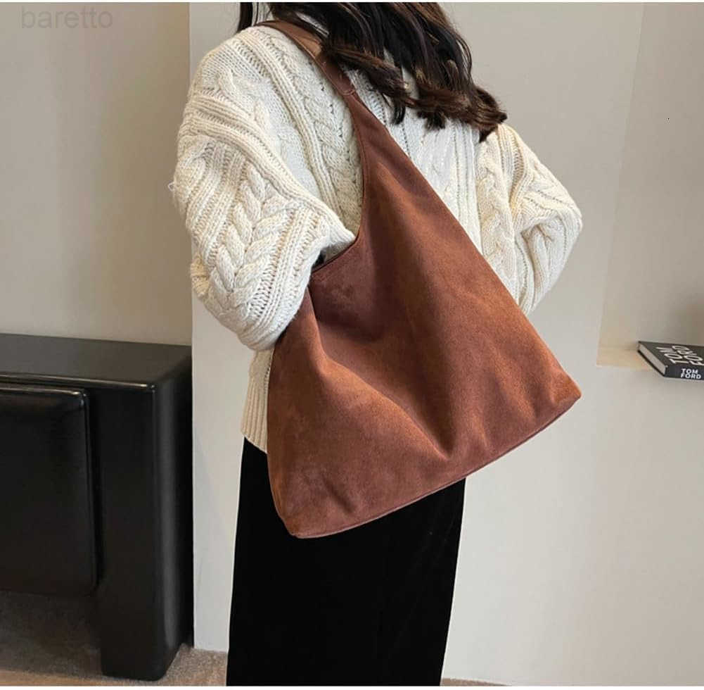 2 Pcs Slouchy Hobo Bag Women Suede Crescent Satchels Shoulder Bag Crossbody Purse Tophandle College Tote Handbag 2025 M250903