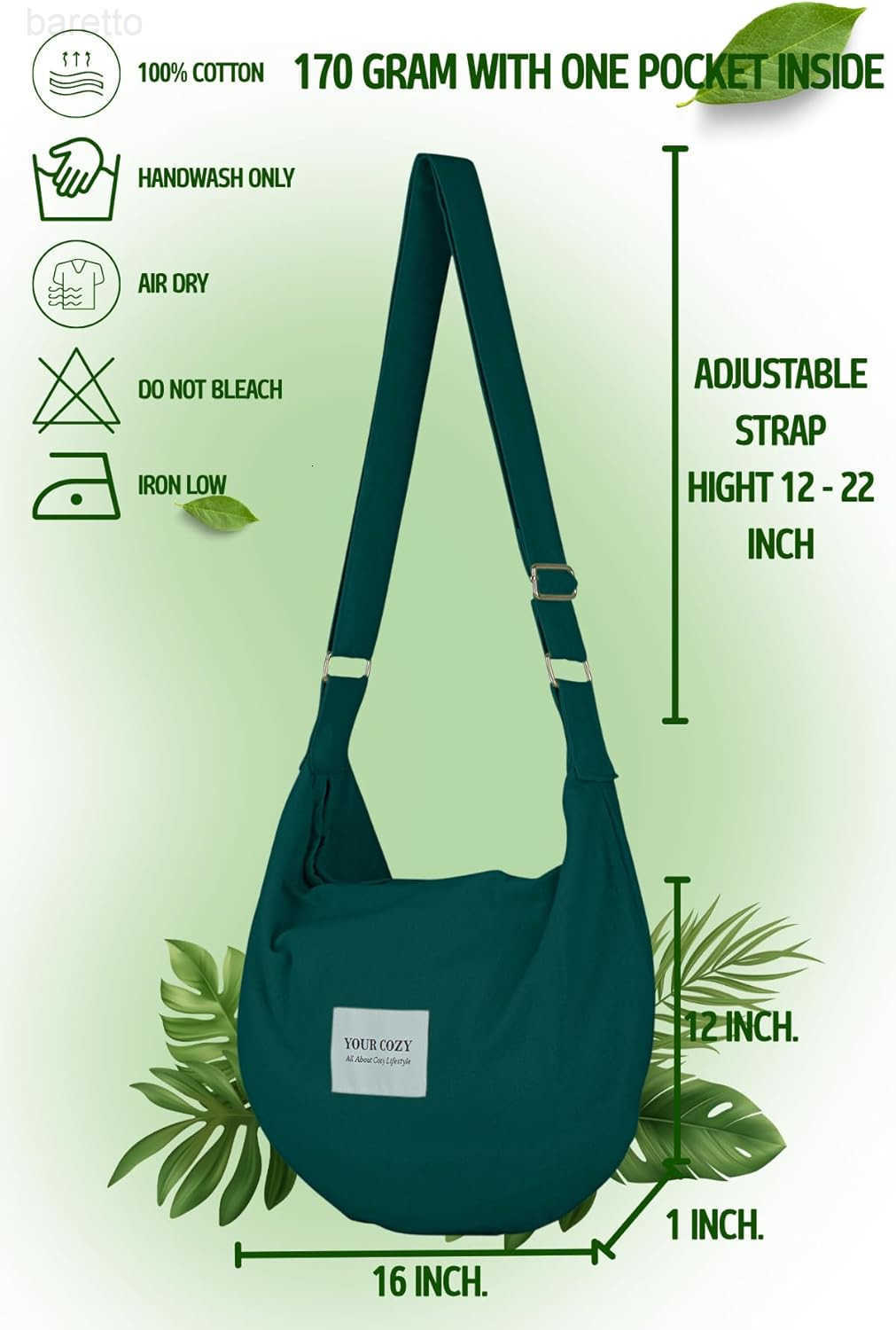 Crescent Crossbody Bag for Women Boho Sling Purse with Zipper Lightweight Hobo Messenger Shoulder Bag M250903