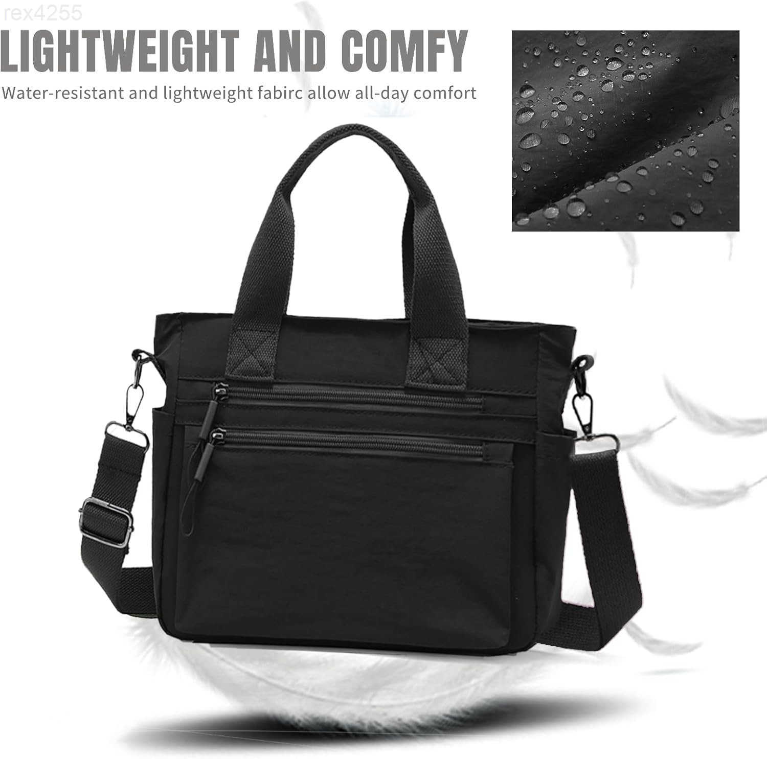 Small Nylon Tote Bag for Women Lightweight Crossbody Tote Handbag with Long Strap for Daily Work College TravelW250903