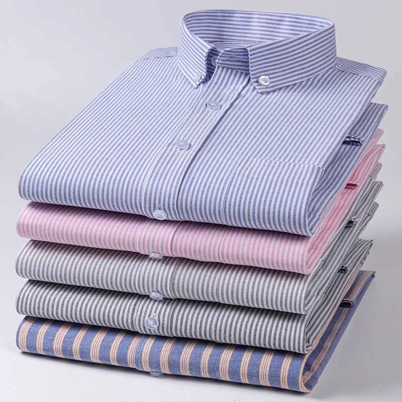 PLus size 8xl 100cotton oxford long sleeve shirts for men slim fit formal plain shirt striped tops office white busines clothes X250903