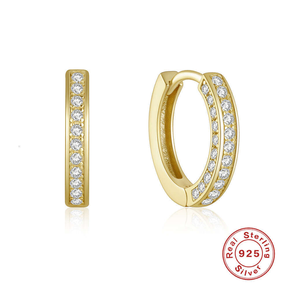 DHpet 2025 New S925 Silver Three-Row Zircon Ear Hoops - Korean Style, Real Gold Plating, Minimalist Cool Vibe, Romad Brand, 2g Lightweight for Women