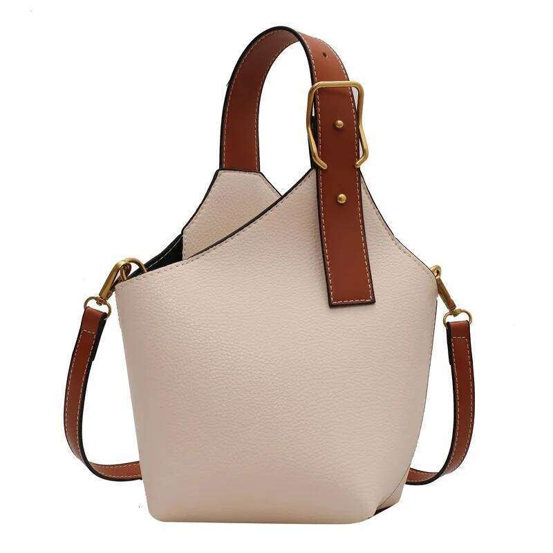 Vintage Contrast Color Portable Bucket Vegetable Basket Simple Casual Shoulder Crossbody Bag For Women