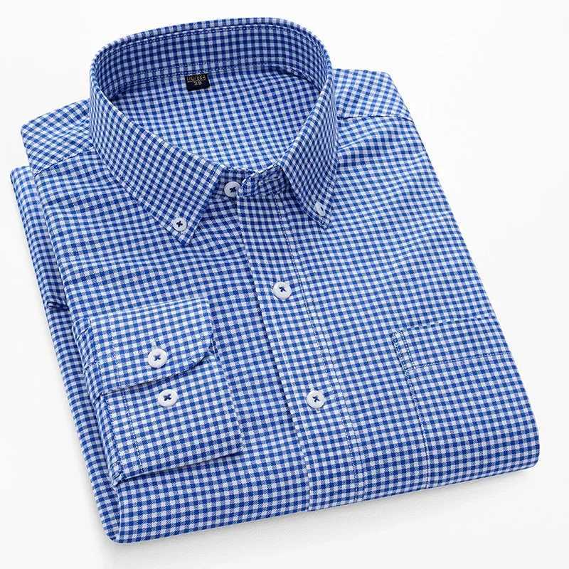 BROWON Brand 2025 Spring Casual Long Sleeves Shirts Men Turndown Collar Business Shirts Mens 100 Cotton Oxford Cloth Tops Man X250903