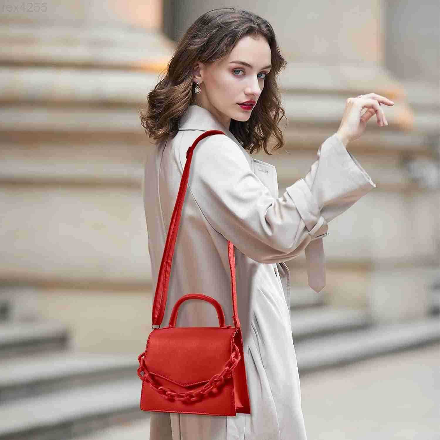 Small Crossbody Bags for Women Girls Trendy Top Handle Satchel Purses with Detachable Acrylic ChainW250903