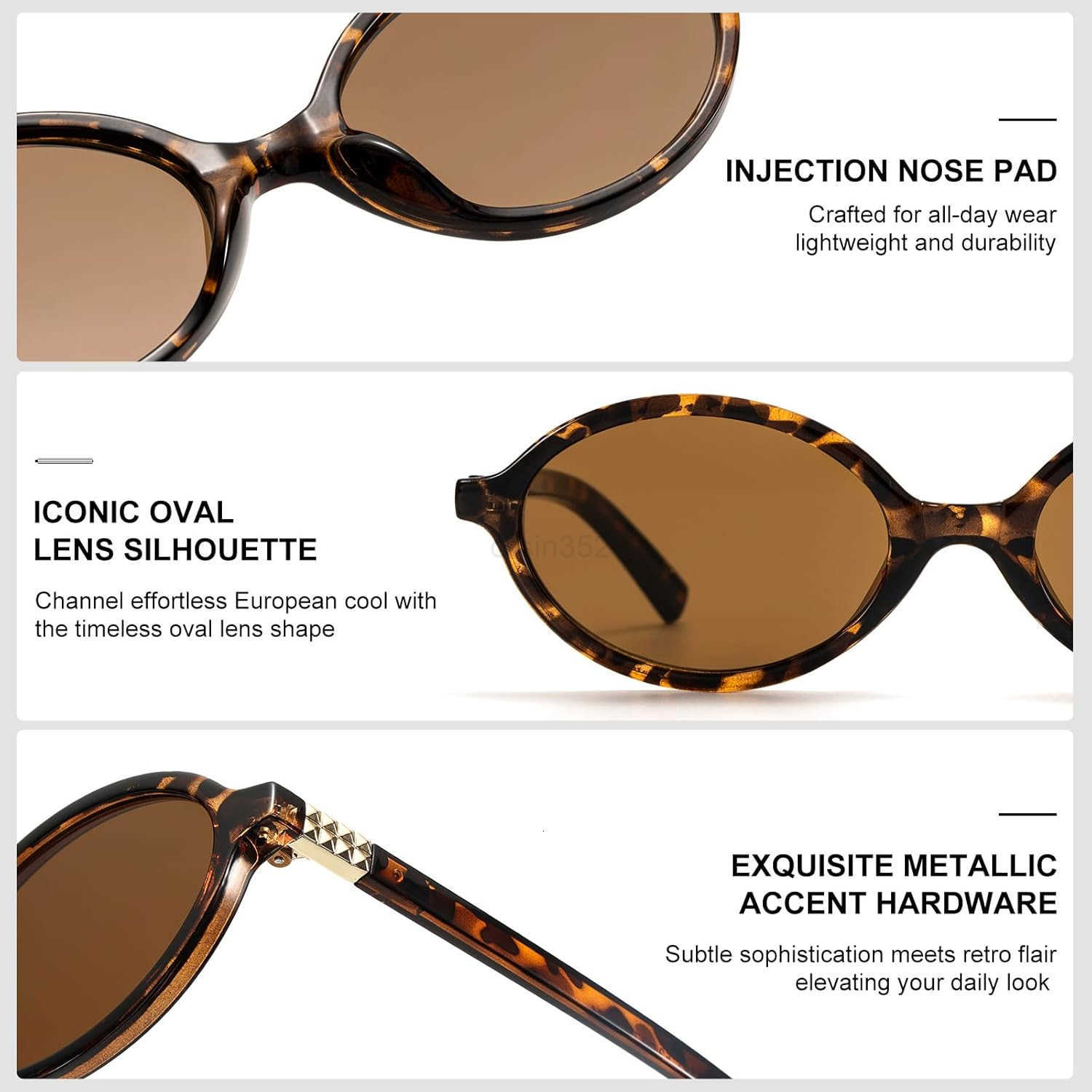 Retro Oval Sunglasses for Women Vintage 90s Y2K Trendy Designer Sun GlassesW250903